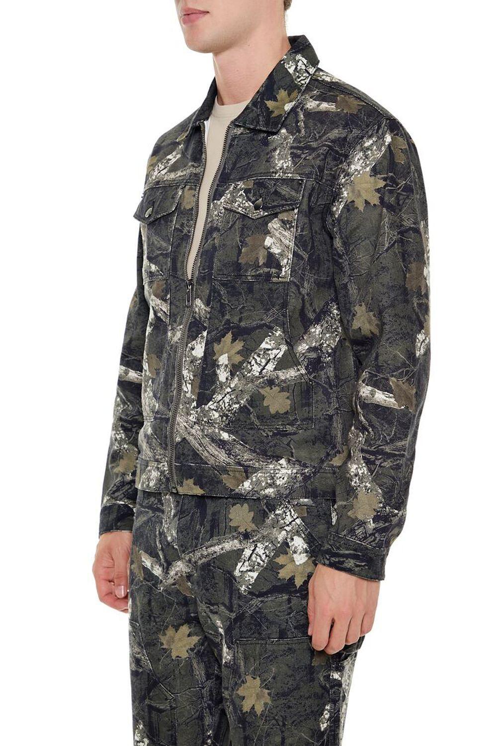 Leaf Print Zip-Up Trucker Jacket | Forever 21 Product Image