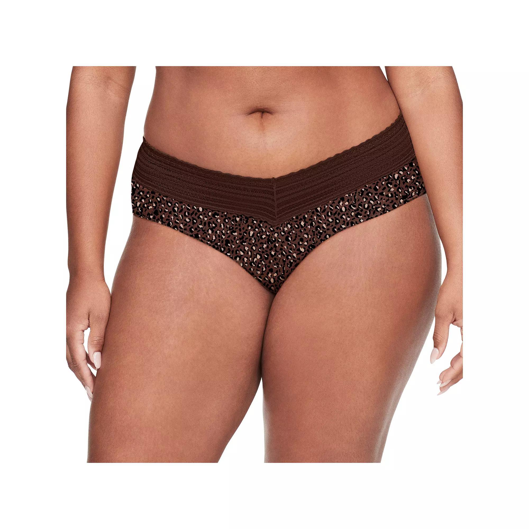 Warners No Pinching, No Problems Dig-Free Comfort Waist with Lace Microfiber Hipster 5609J, Womens Brown Product Image