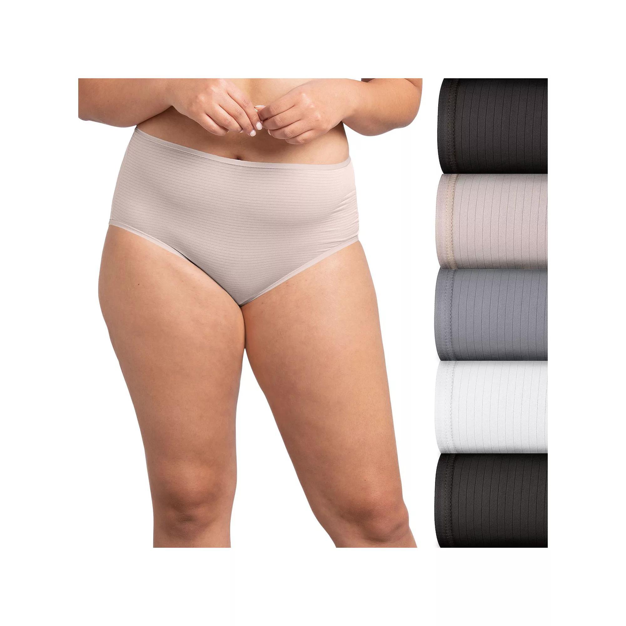 Women's Fruit of the Loom® Signature 5-pack Breathable Cooling Stripes Brief Panty 5DBCSBRK, Size: 9, Purple Petal Asst Product Image