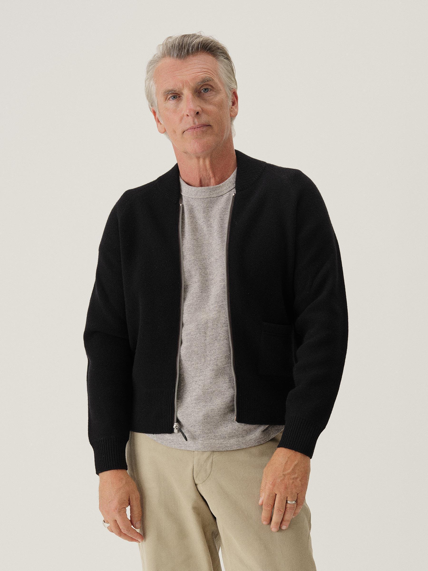 Black Heritage Wool Zip Cardigan Product Image