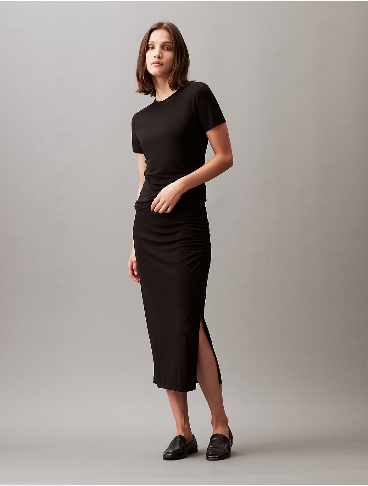 Calvin Klein Womens Refined Jersey Midi Skirt - Green - L Product Image