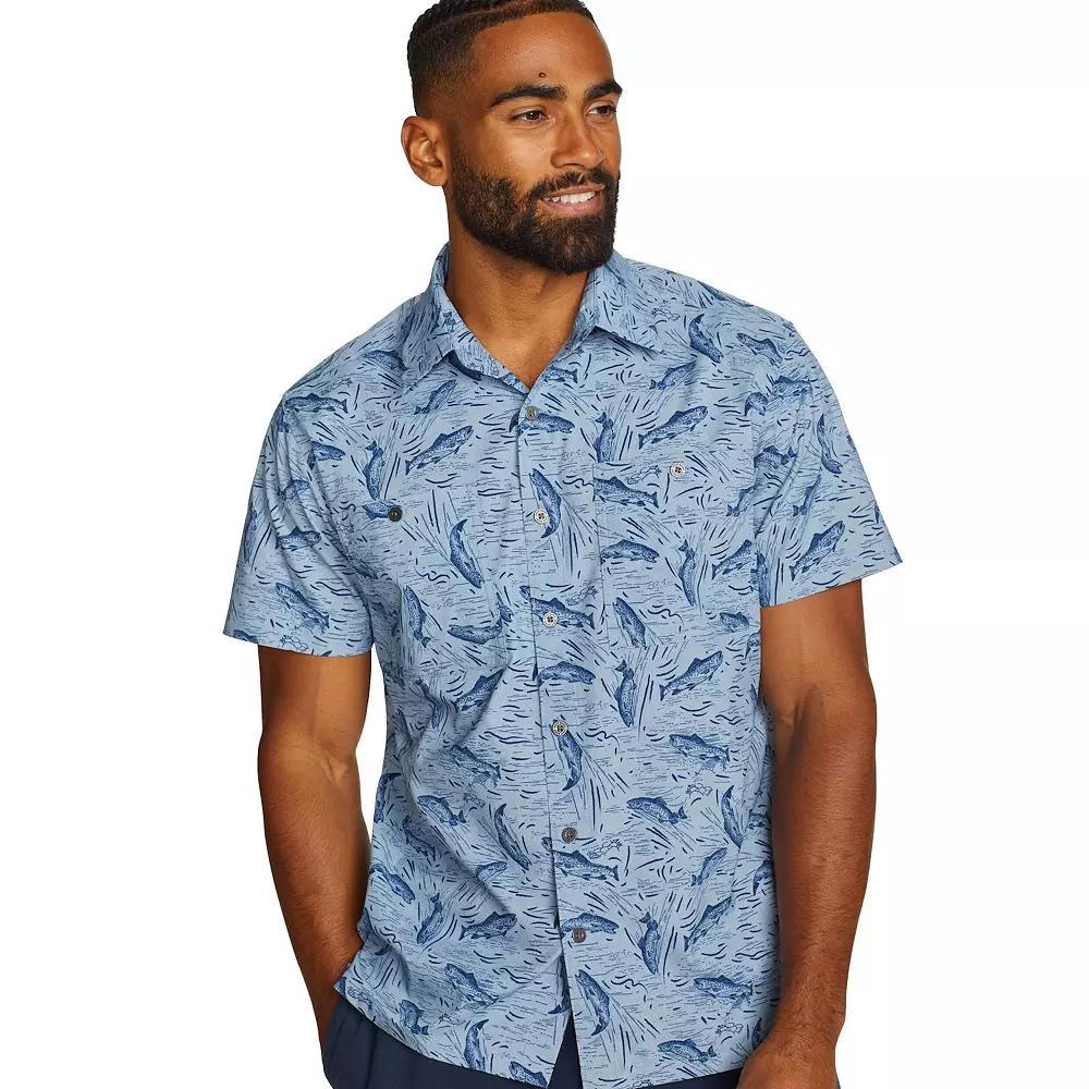 Men's Eddie Bauer Short Sleeve Rainier 3.0 Print Shirt, Size: Small, Chambray Blue Product Image
