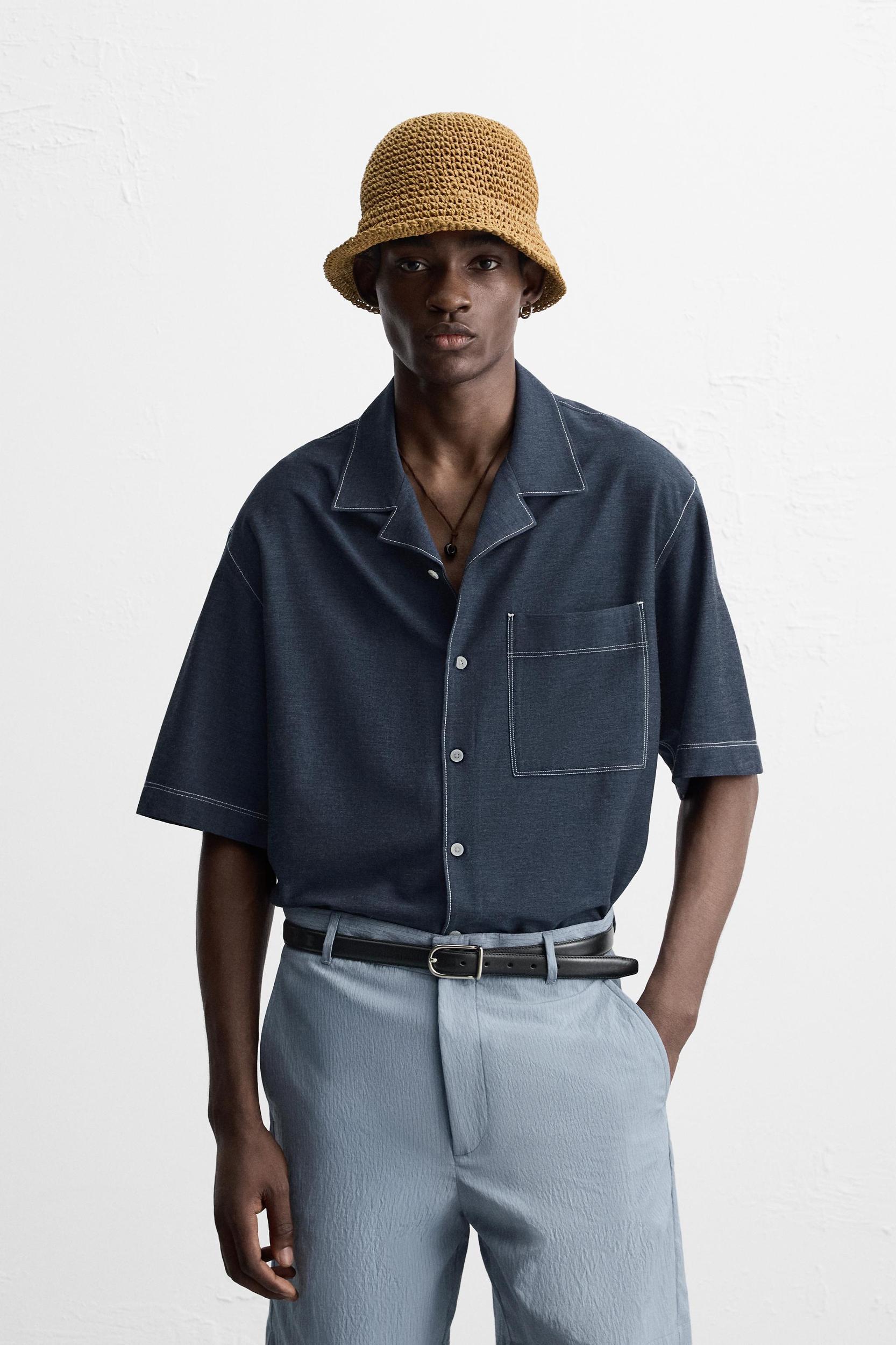 CONTRAST TOPSTITCHED SHIRT Product Image