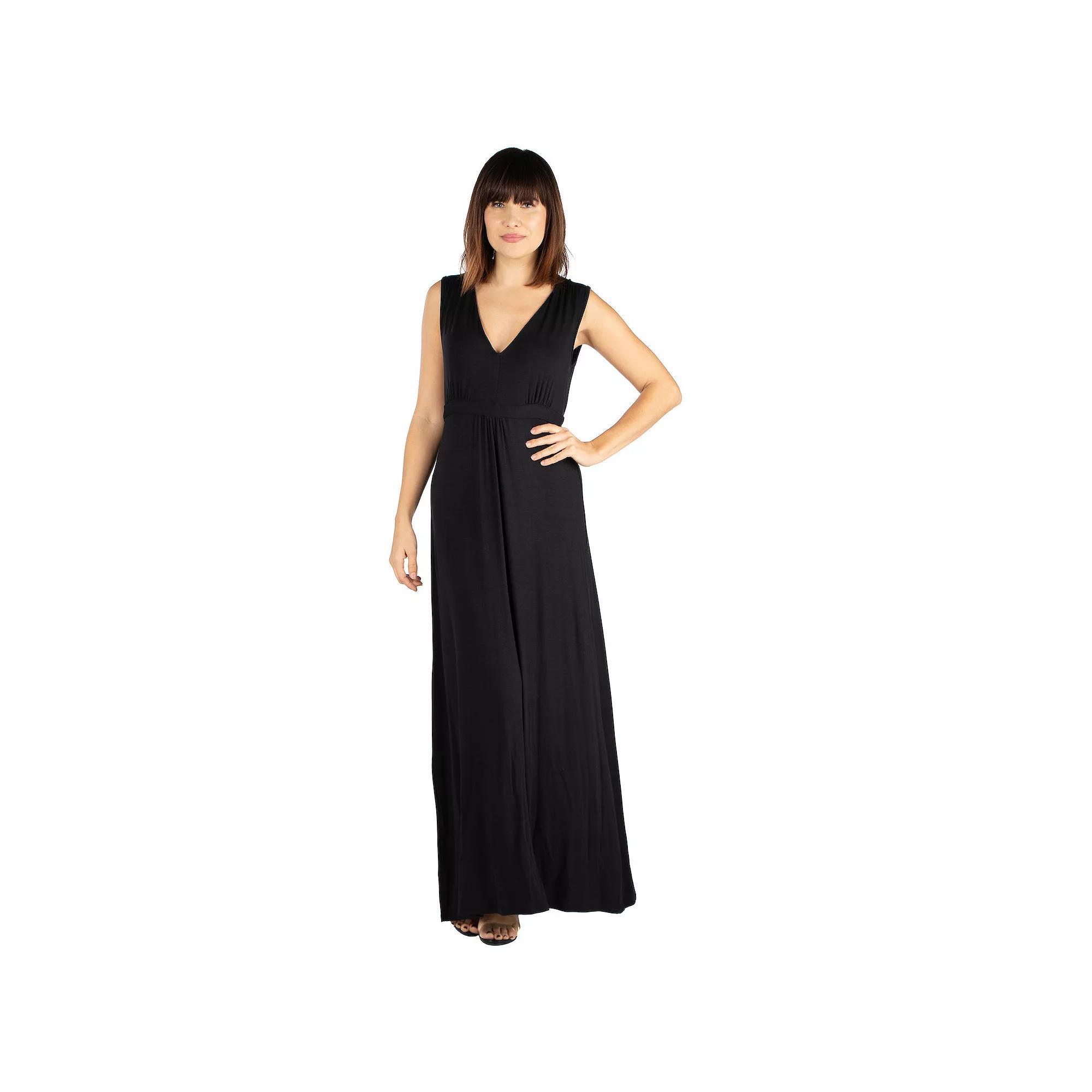 Women's 24seven Comfort Apparel V-Neck Sleeveless Maxi Dress, Size: Large, Royal Product Image