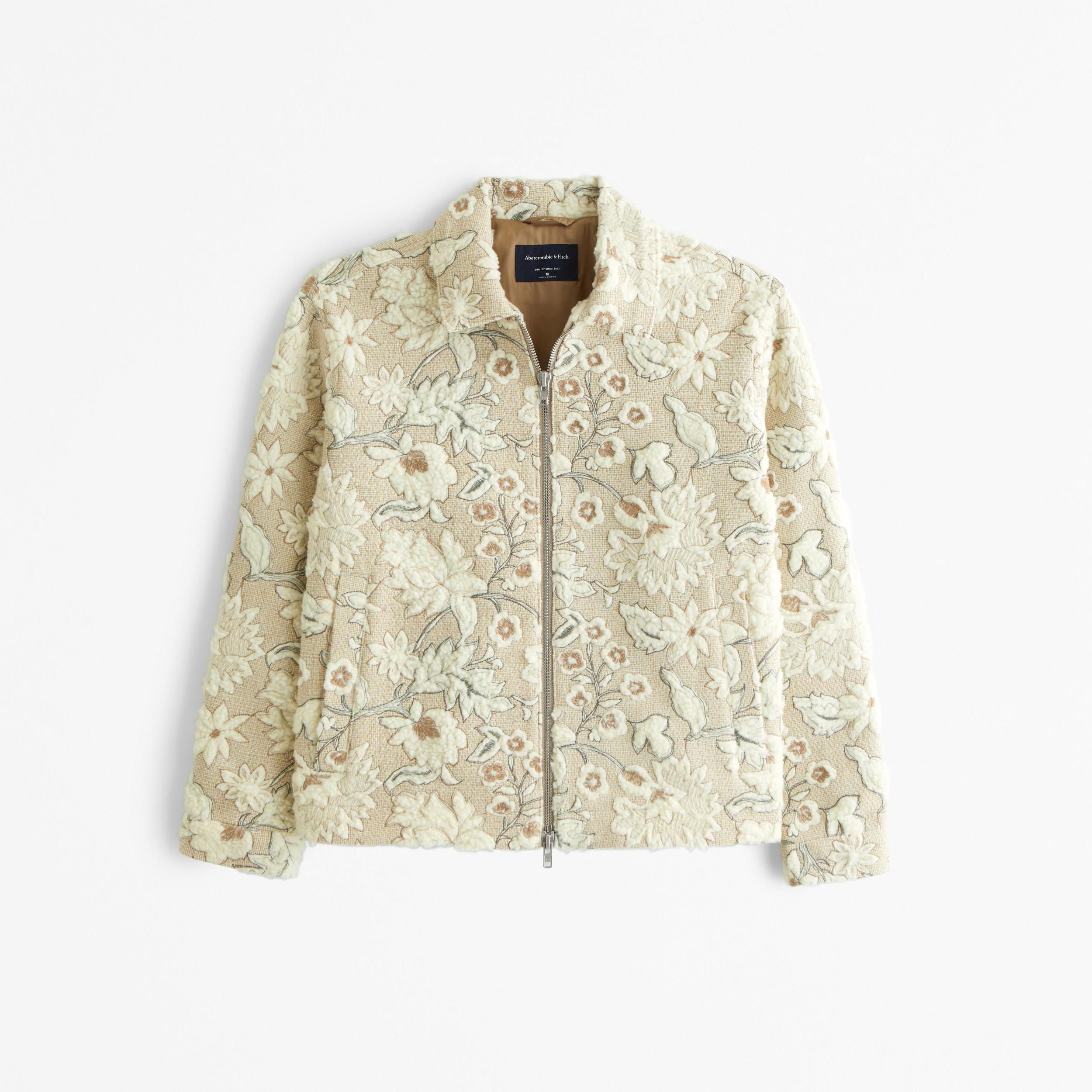 Floral Sherpa Zip Trucker Jacket Product Image