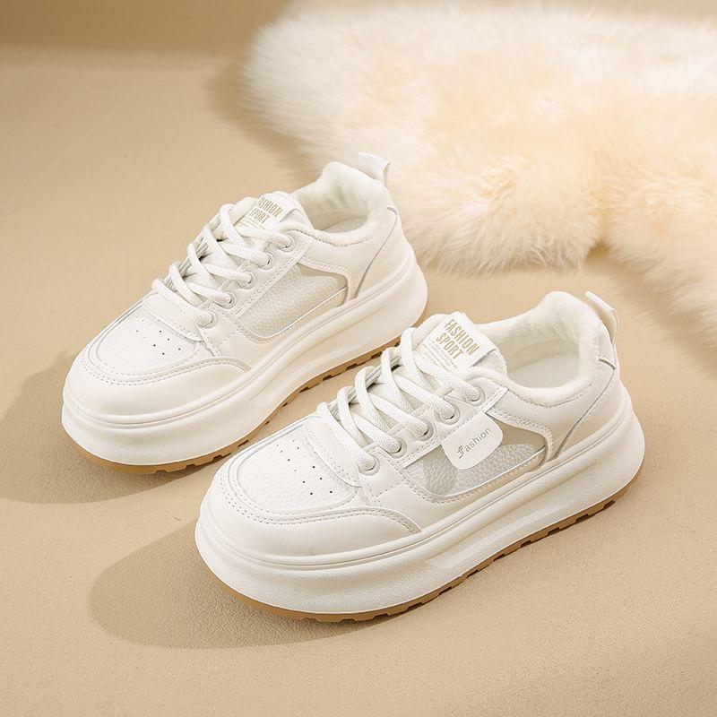 Platform Panel Fleece-Lined Sneakers Product Image