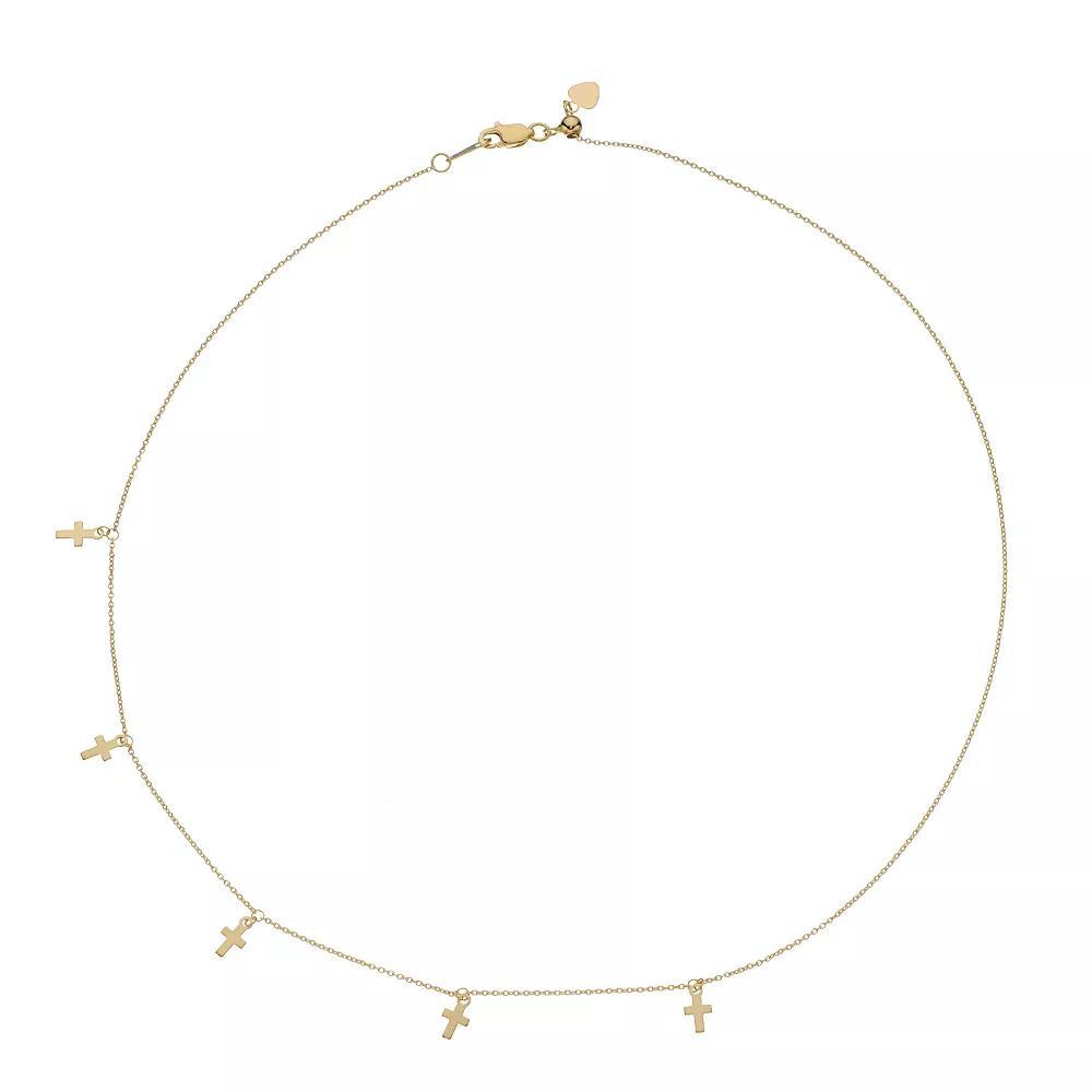 14k Gold Cross Charm Adjustable Choker Necklace, Women's, Size: 16" Product Image