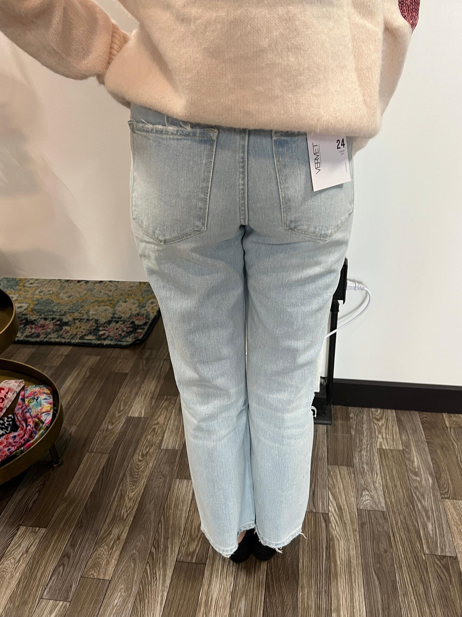 Vervet Super High Rise Distressed Crop Straight Jeans Product Image