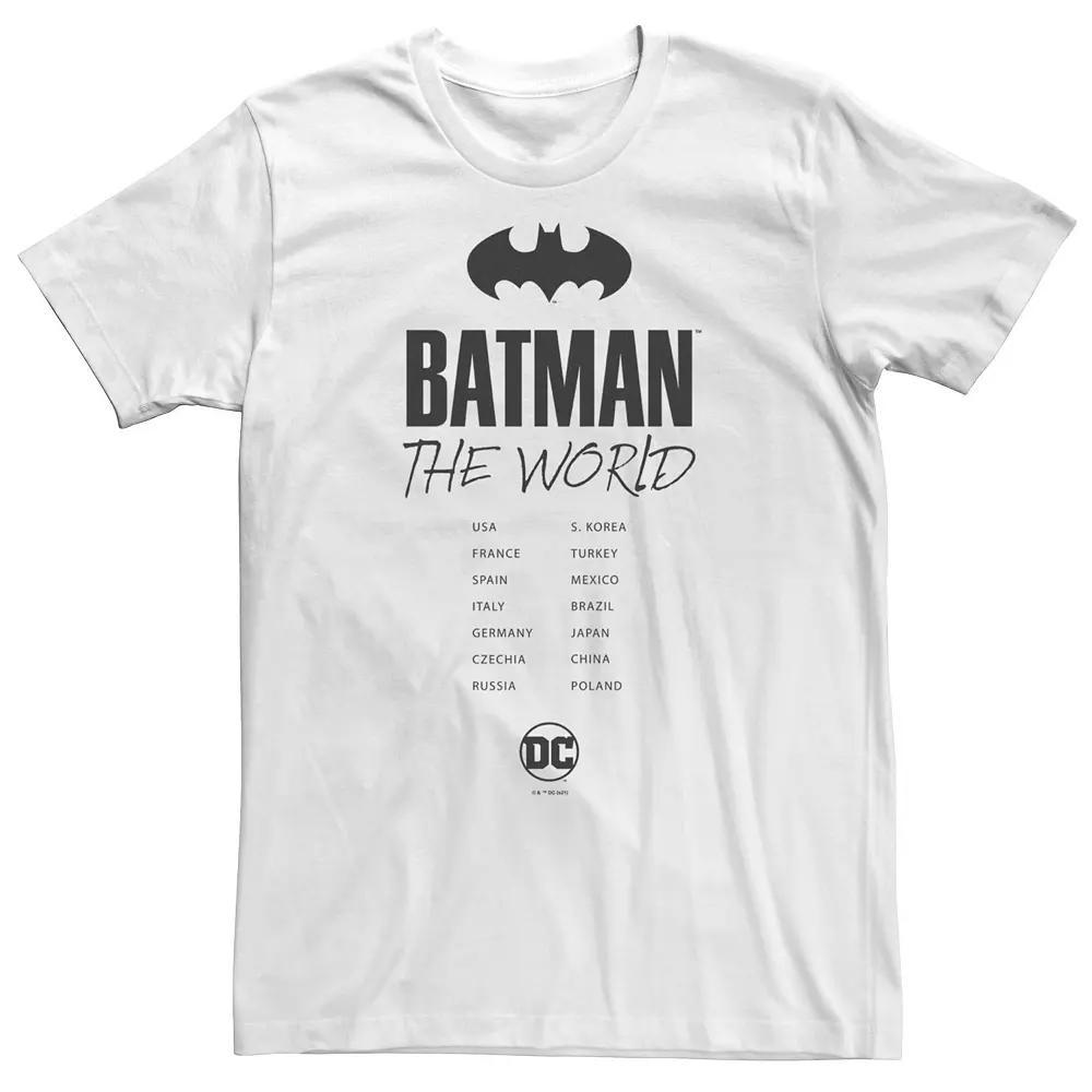 Big & Tall DC Comics Batman: The World Bat Logo Stamp Tee, Men's, Size: 4XLT, White Product Image