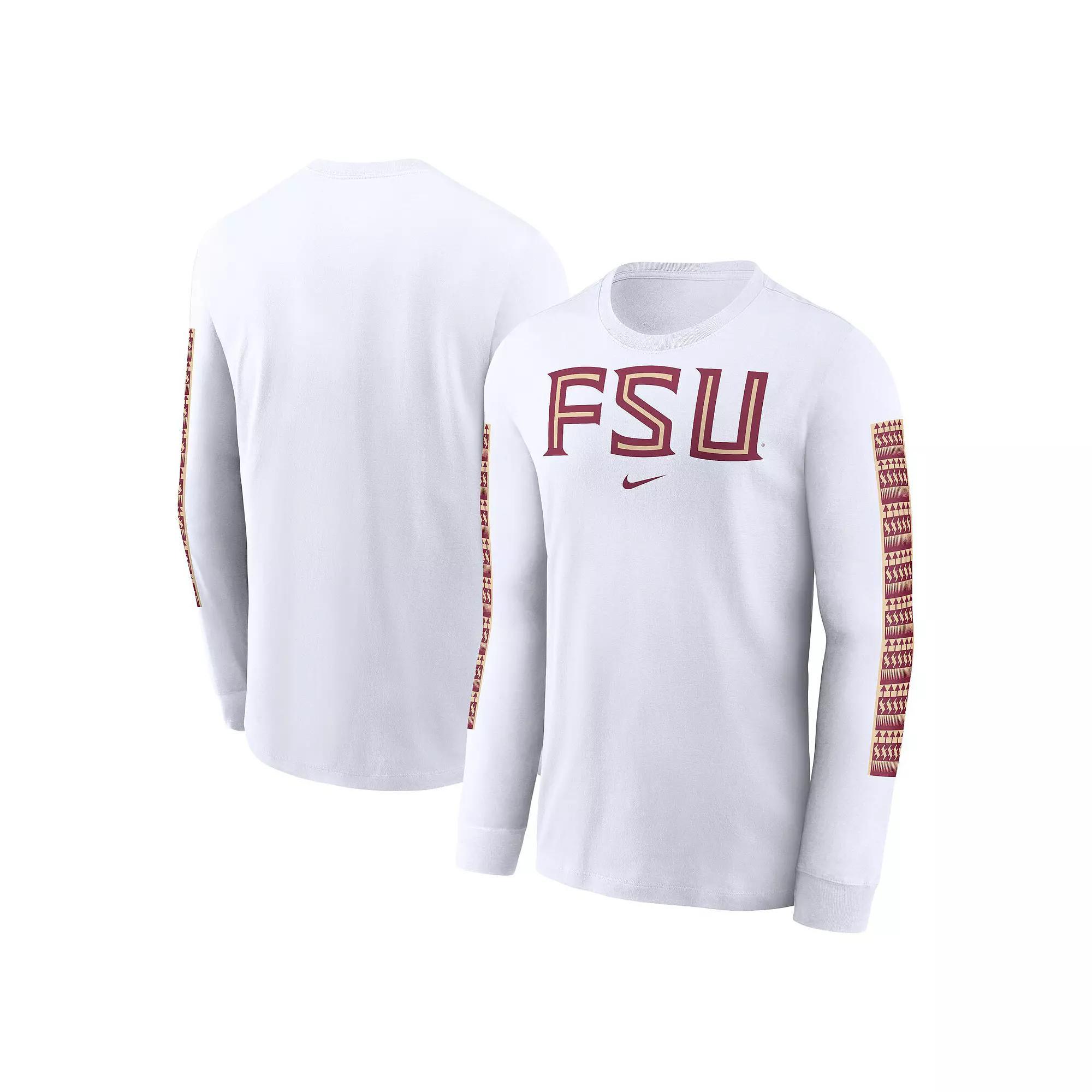 Men's Nike White Florida State Seminoles Local Spirit Slogan Long Sleeve T-Shirt, Size: Medium Product Image