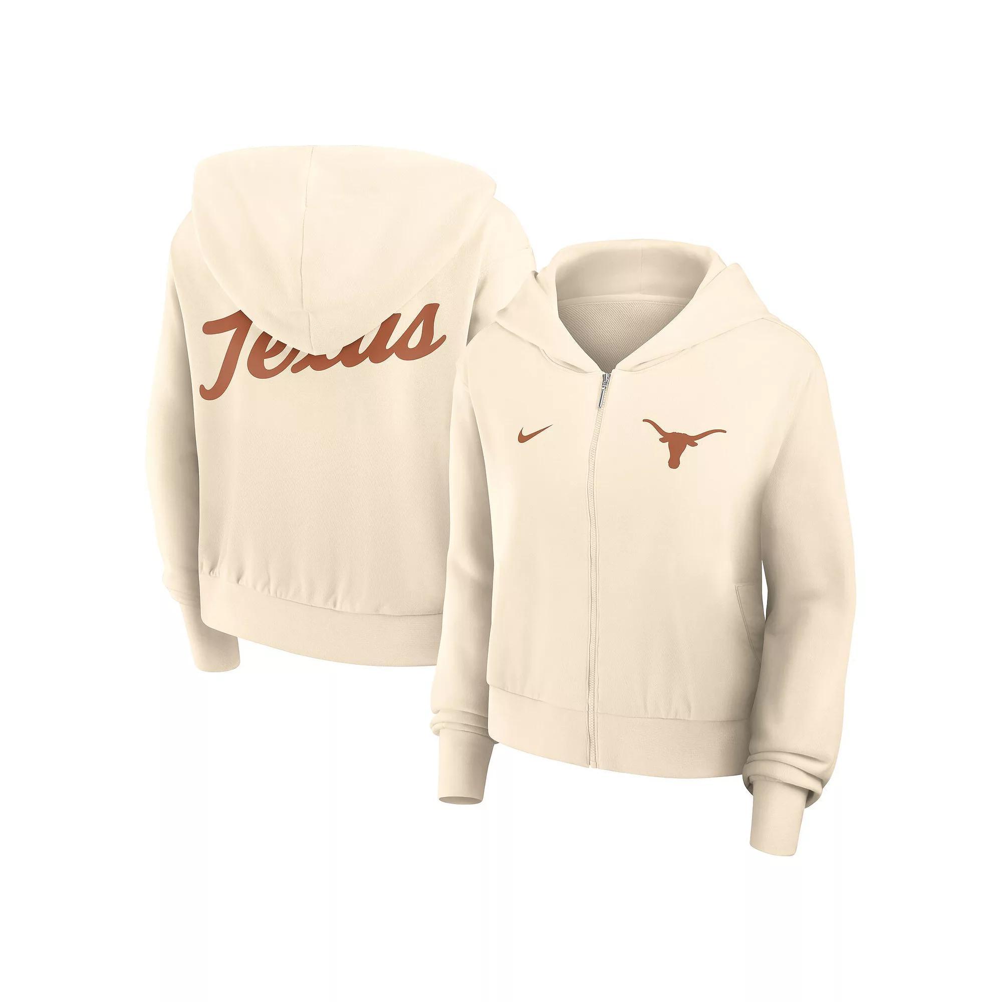 Women's Nike Cream Texas Longhorns Chill Midi Full-Zip Hoodie, Size: XS, Beige Product Image