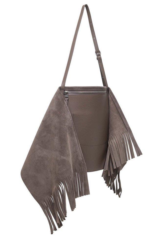 JW ANDERSON Fringe Detailed Shoulder Bag In Brown Product Image