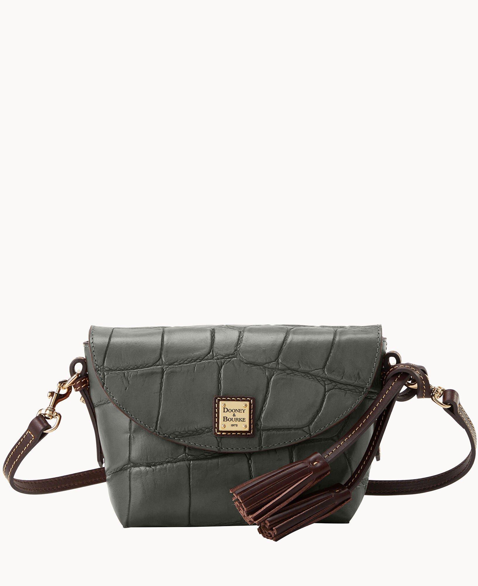 Dooney & Bourke Womens Denison Leather Crossbody Saddle Bag in Smoke Grey Product Image