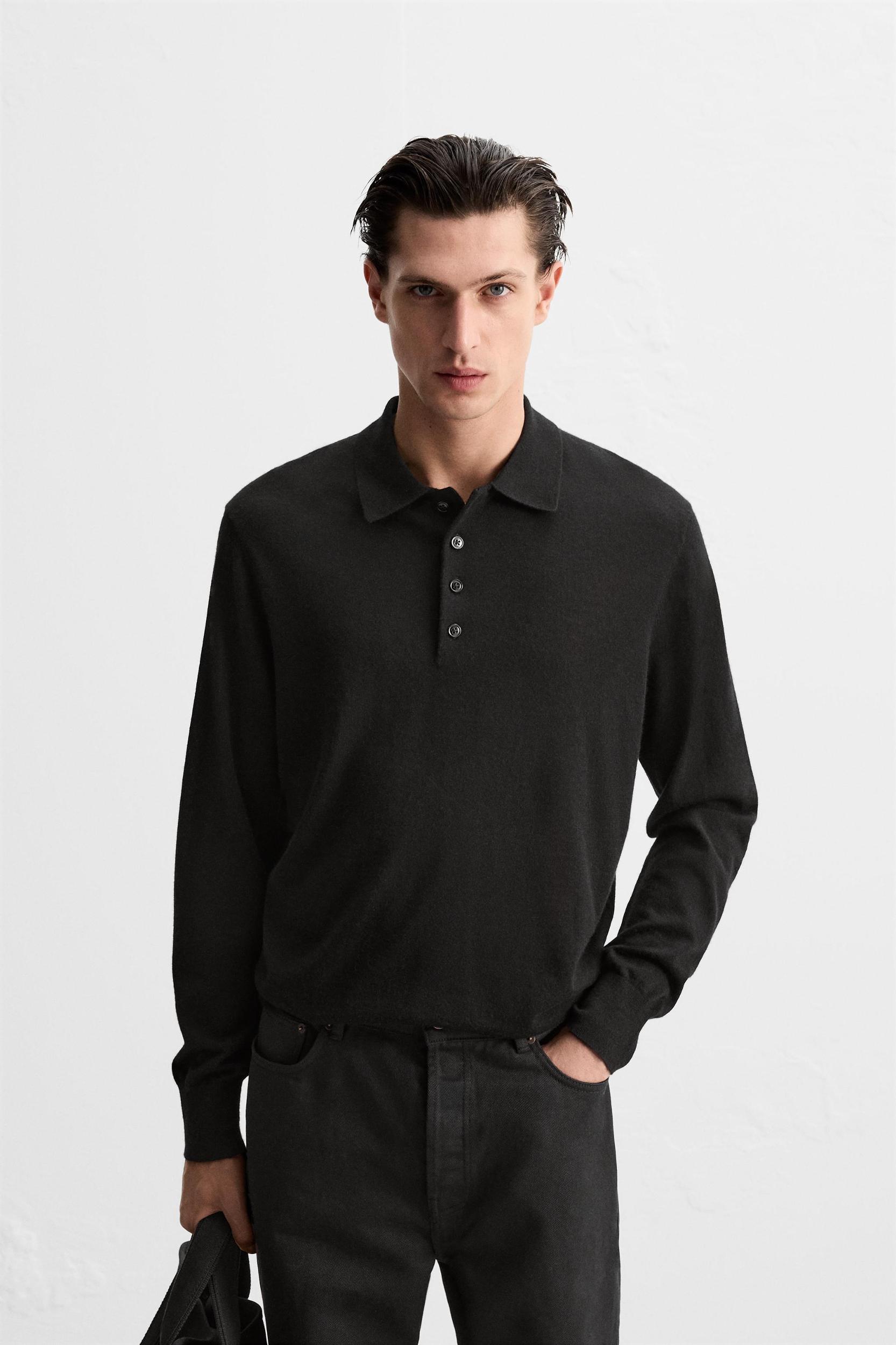 WOOL - CASHMERE LIGHTWEIGHT KNIT POLO Product Image