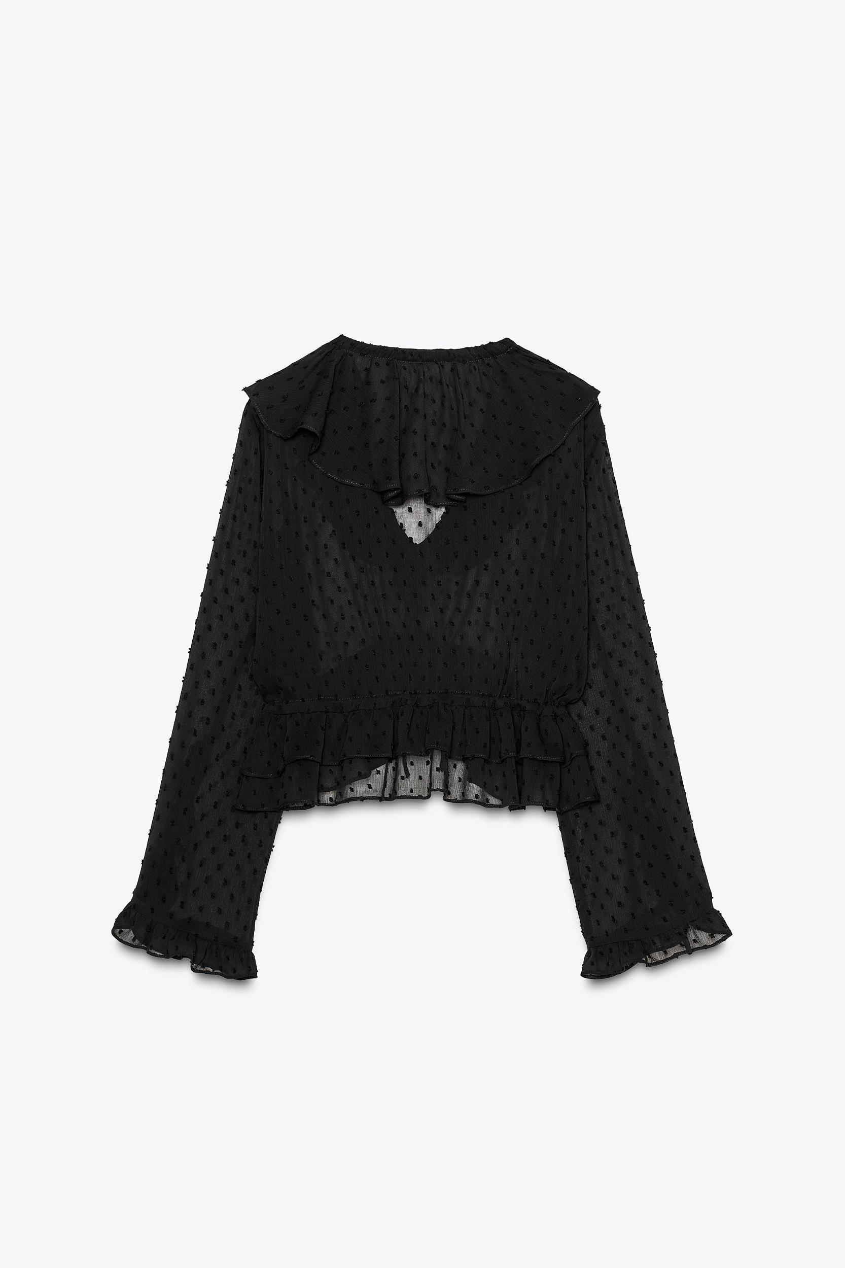 SWISS DOT RUFFLED BLOUSE Product Image