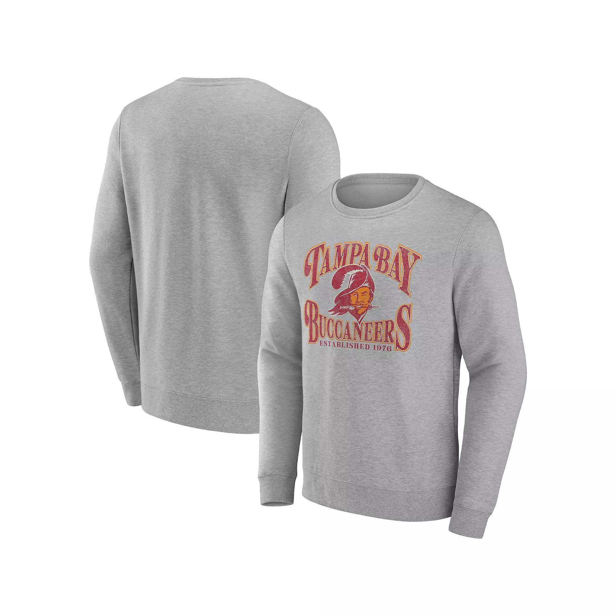 Men's Fanatics Branded Heathered Charcoal Tampa Bay Buccaneers Playability Pullover Sweatshirt, Size: 4XL, Grey Product Image