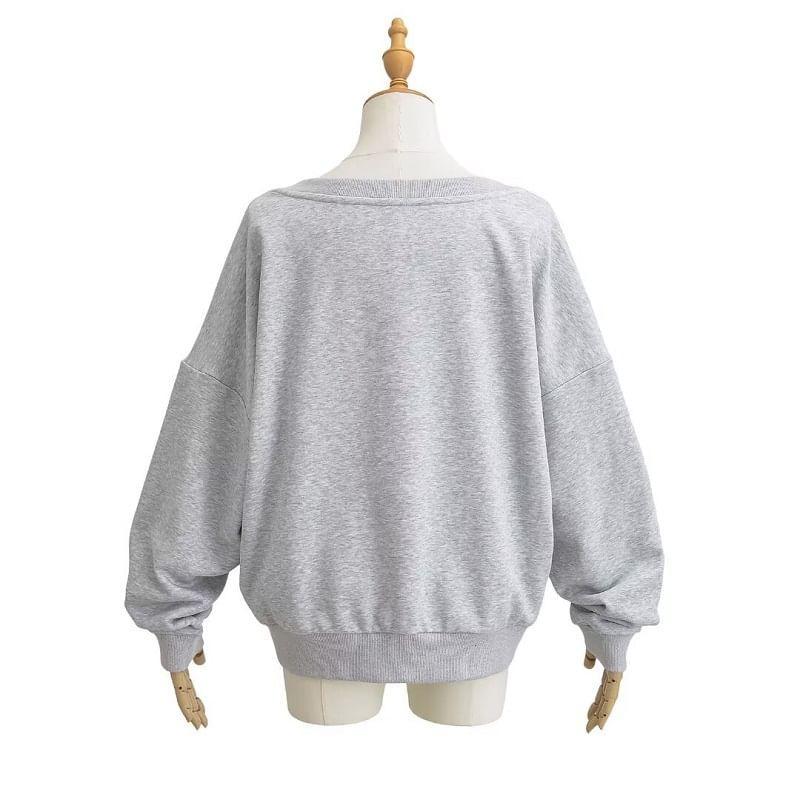 V-Neck Oversized Pullover Product Image