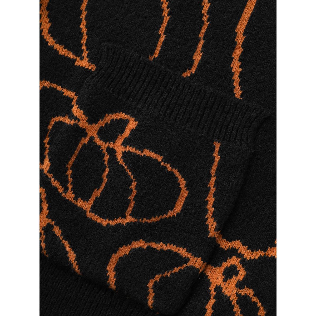 Plus Size Supersoft Essentials Pumpkin Printed Open Cardigan Black Women Casual Loose Long Sleeve Everyday Cardigans BloomChic 26/4X Product Image