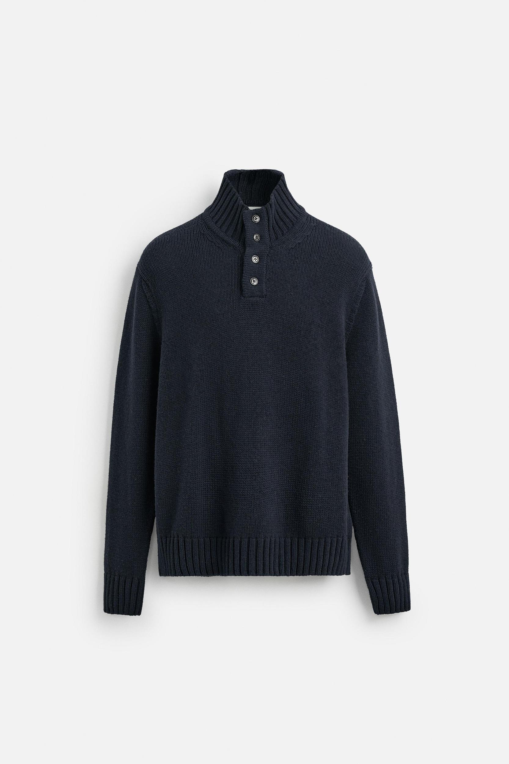 COTTON-WOOL BUTTON SWEATER Product Image