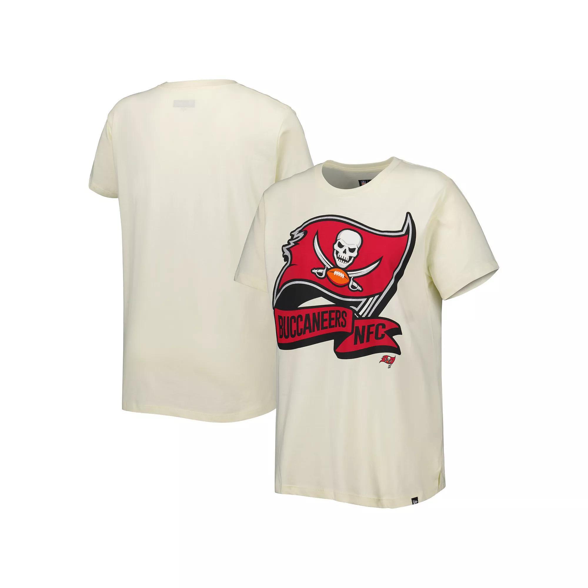 Women's New Era Cream Tampa Bay Buccaneers Chrome Sideline T-Shirt, Size: Large, Beige Product Image