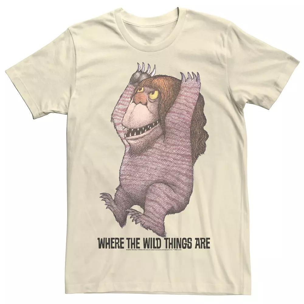 Men's Where The Wild Things Are Long Hair Monster Portrait Tee, Size: Medium, Natural Product Image
