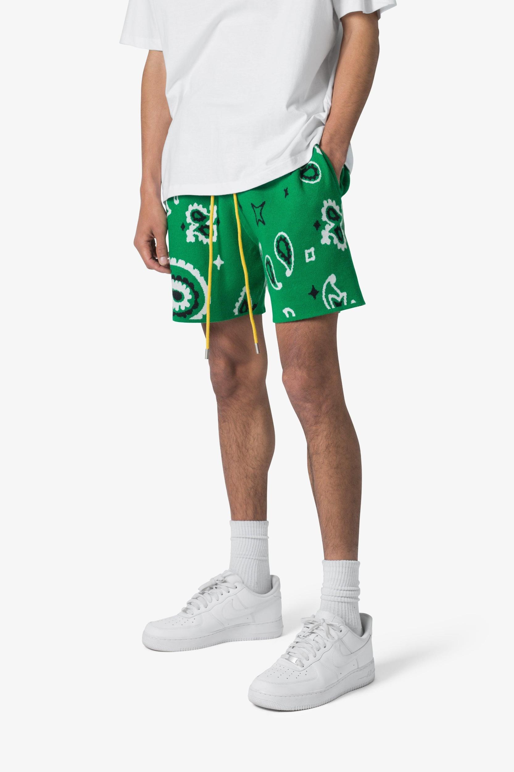 Paisley Knit Shorts - Green Product Image