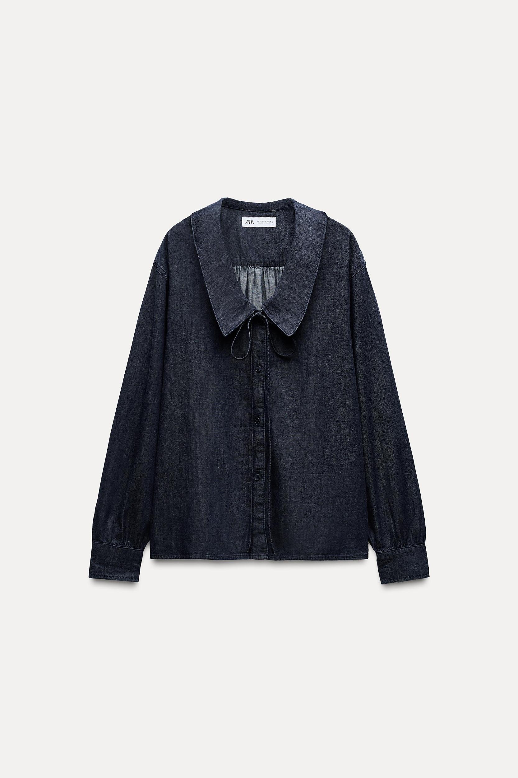 TRF DENIM SHIRT WITH BIB COLLAR Product Image