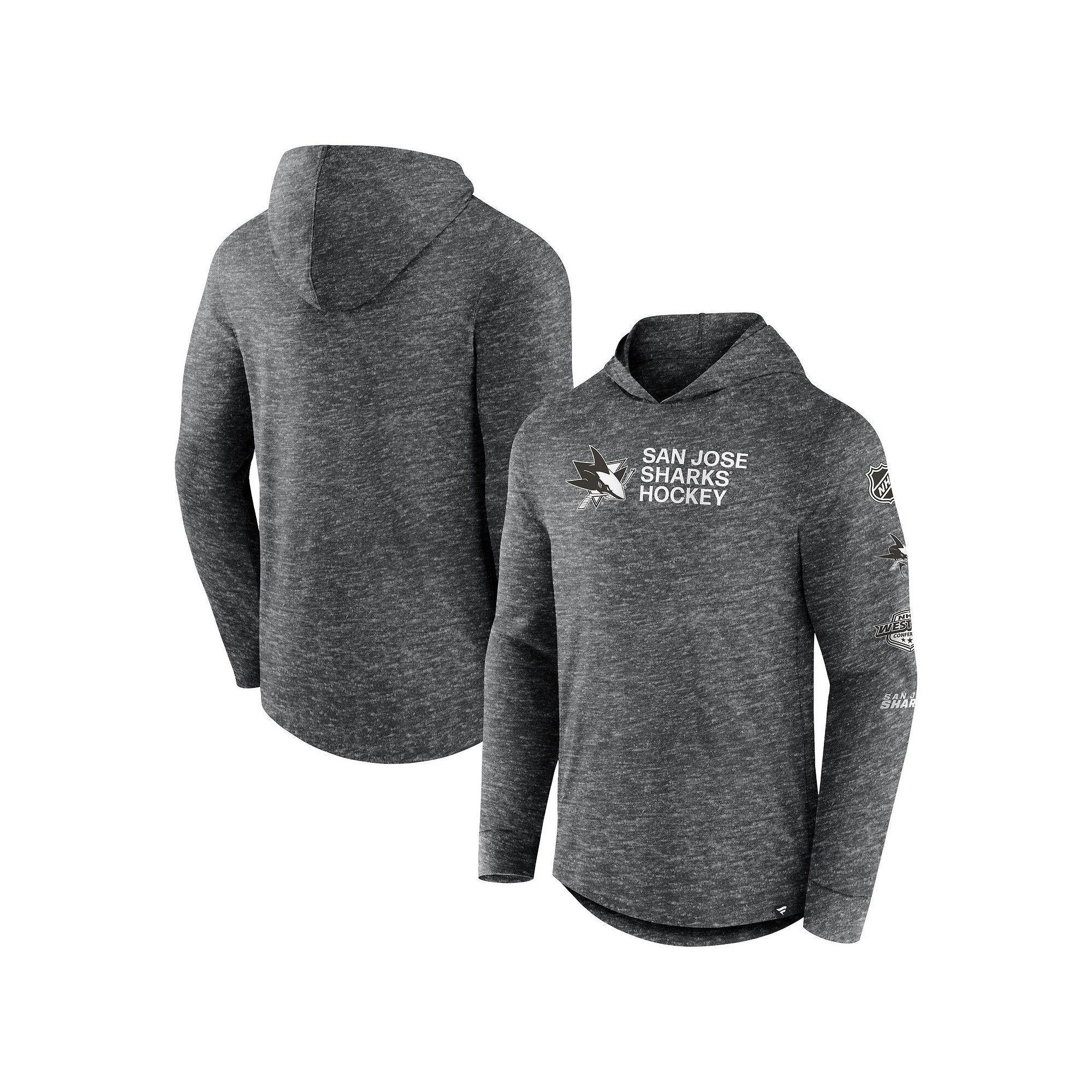 Men's Fanatics Branded  Heather Charcoal San Jose Sharks Stacked Long Sleeve Hoodie T-Shirt, Size: 2XL, Sks Charco Product Image