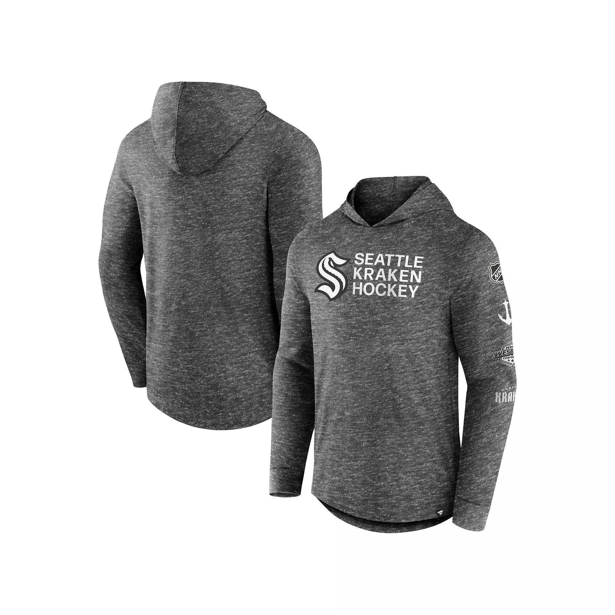 Men's Fanatics Branded  Heather Charcoal Seattle Kraken Stacked Long Sleeve Hoodie T-Shirt, Size: Medium, Krk Charco Product Image
