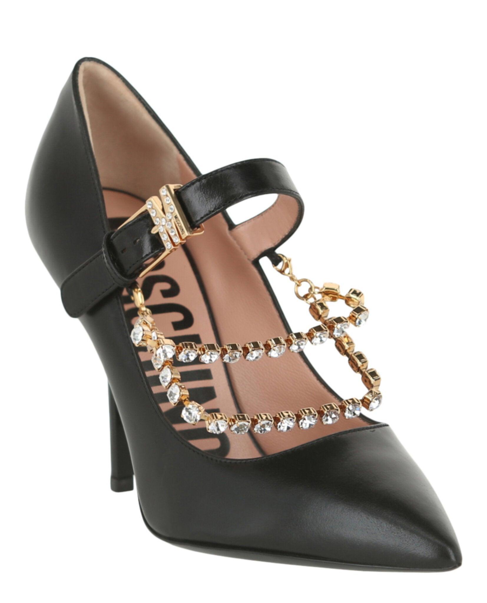 Moschino Rhinestone-Embellished Leather Pumps Product Image