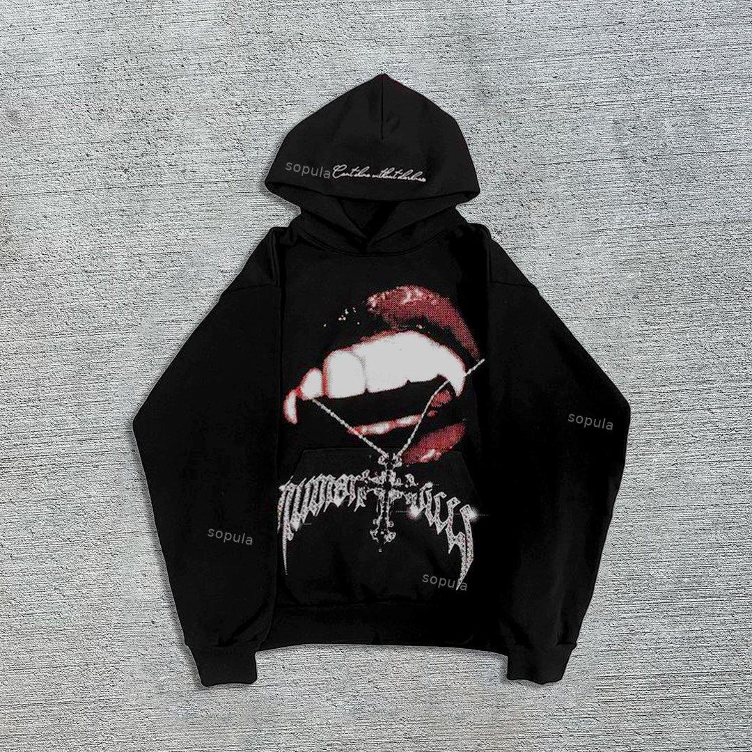 Vampire Cross Graphic Black Hoodie Product Image