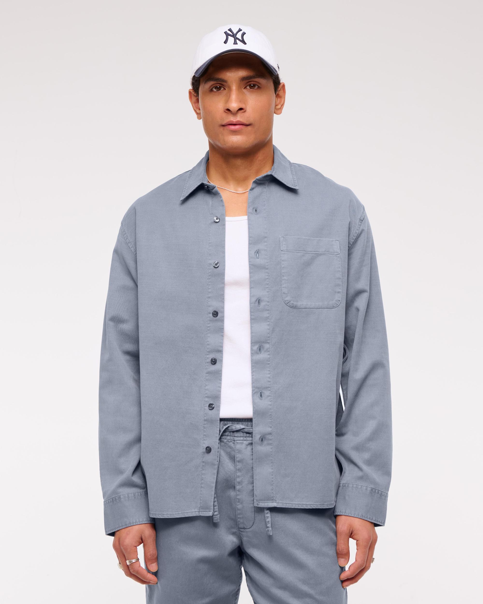 Long-Sleeve Garment Dye Button-Up Shirt Product Image