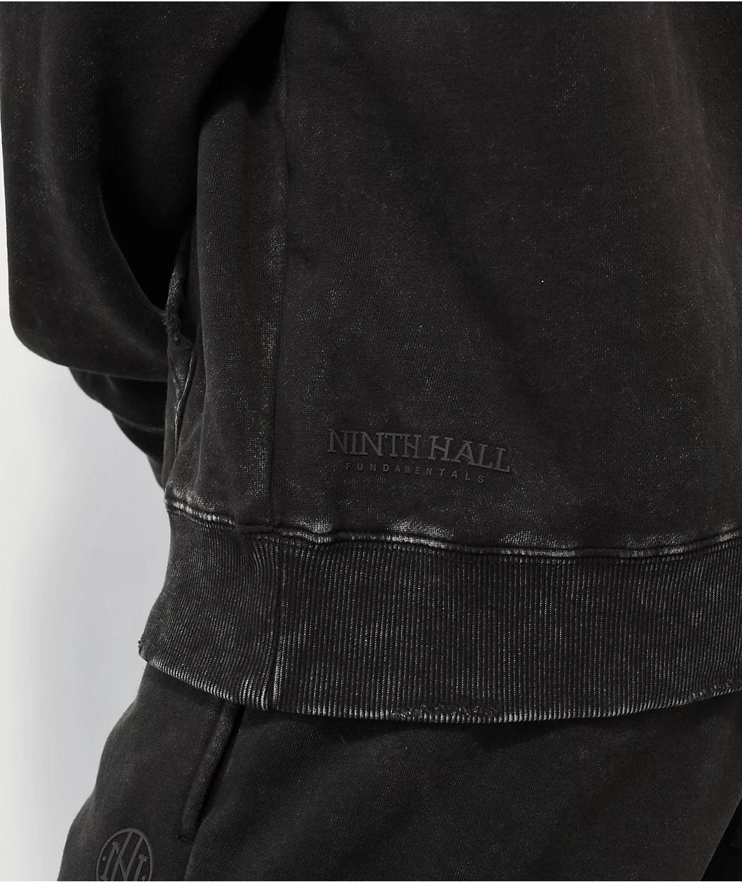 Ninth Hall Fundamentals Distressed Black Boxy Hoodie Product Image