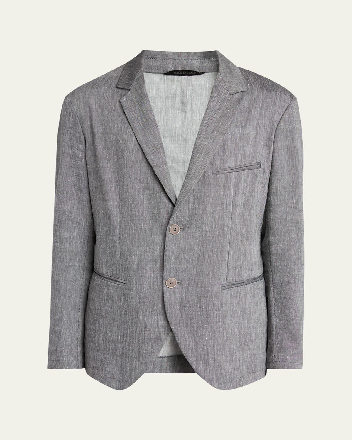 Mens Notch Lapel Linen-Wool Blazer Product Image