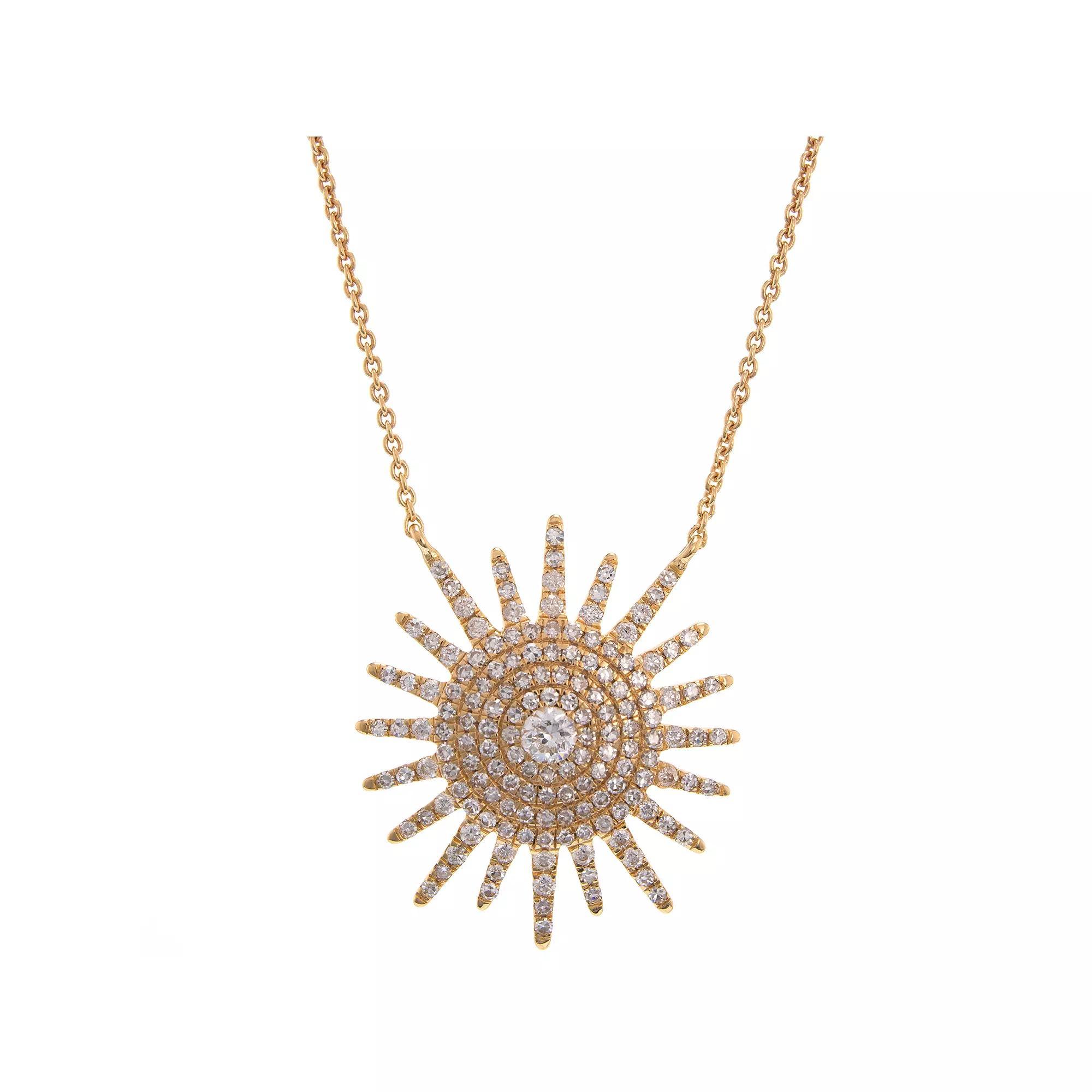Luxle 14k Gold 1/2 Carat T.W. Diamond Starburst Necklace, Women's Product Image