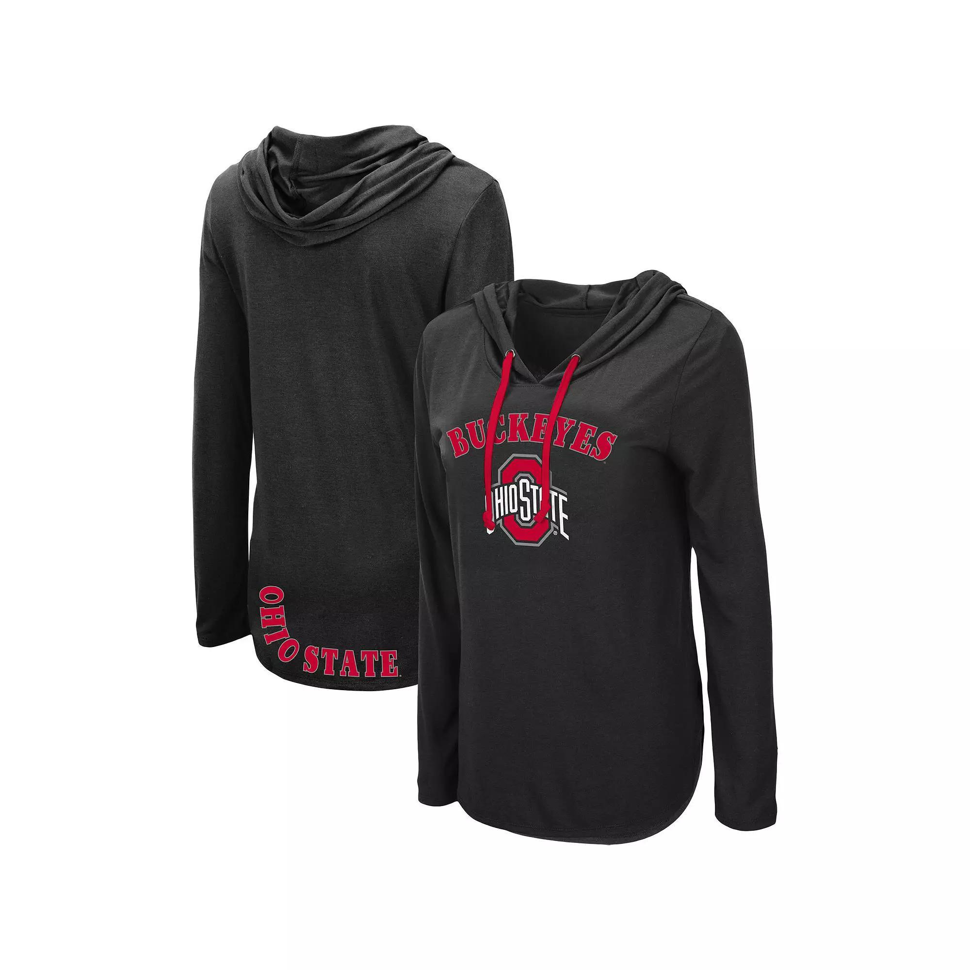 Women's Colosseum Black Ohio State Buckeyes My Lover Lightweight Hooded Long Sleeve T-Shirt, Size: Medium Product Image