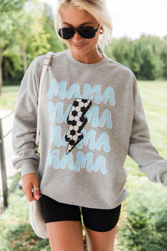 Mama Repeat Soccer Light Grey Graphic Sweatshirt Product Image