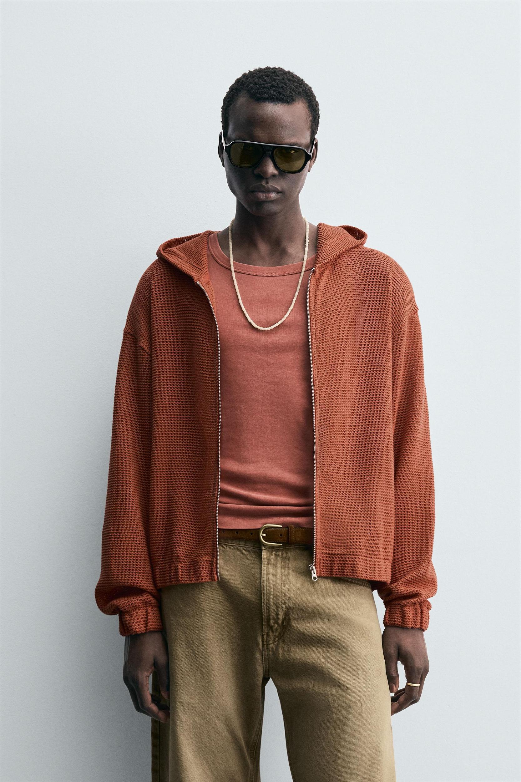OPEN WEAVE HOODED SWEATSHIRT Product Image