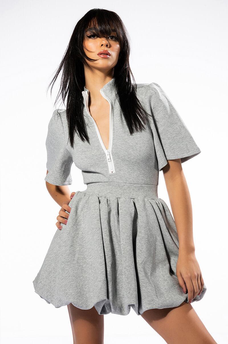 NAME OF THE GAME SHORT SLEEVE ZIPPERED MINI DRESS Product Image
