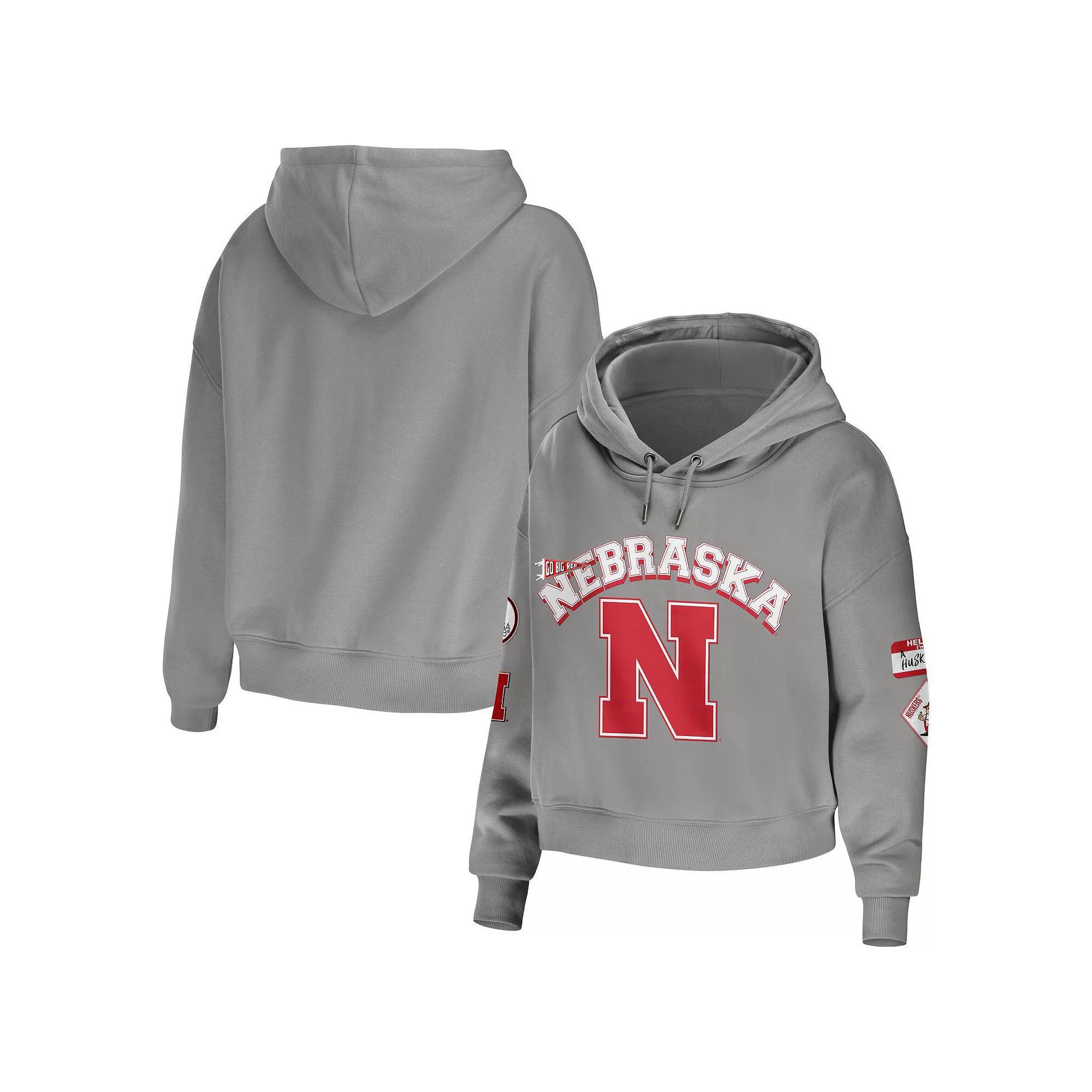 Women's WEAR by Erin Andrews Orange Auburn Tigers Mixed Media Cropped Pullover Hoodie, Size: 2XL Product Image