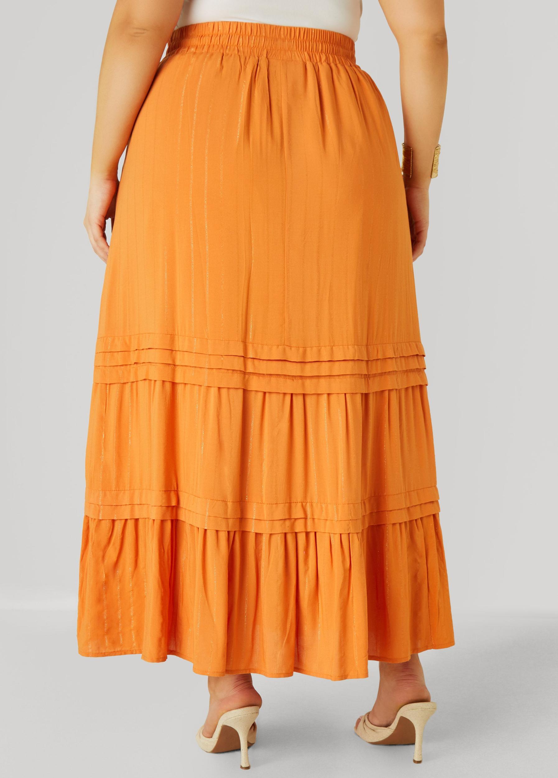 Pleated Metallic Maxi Skirt Product Image