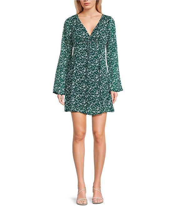 Copper Key Floral V Neck Chiffon Dress Product Image