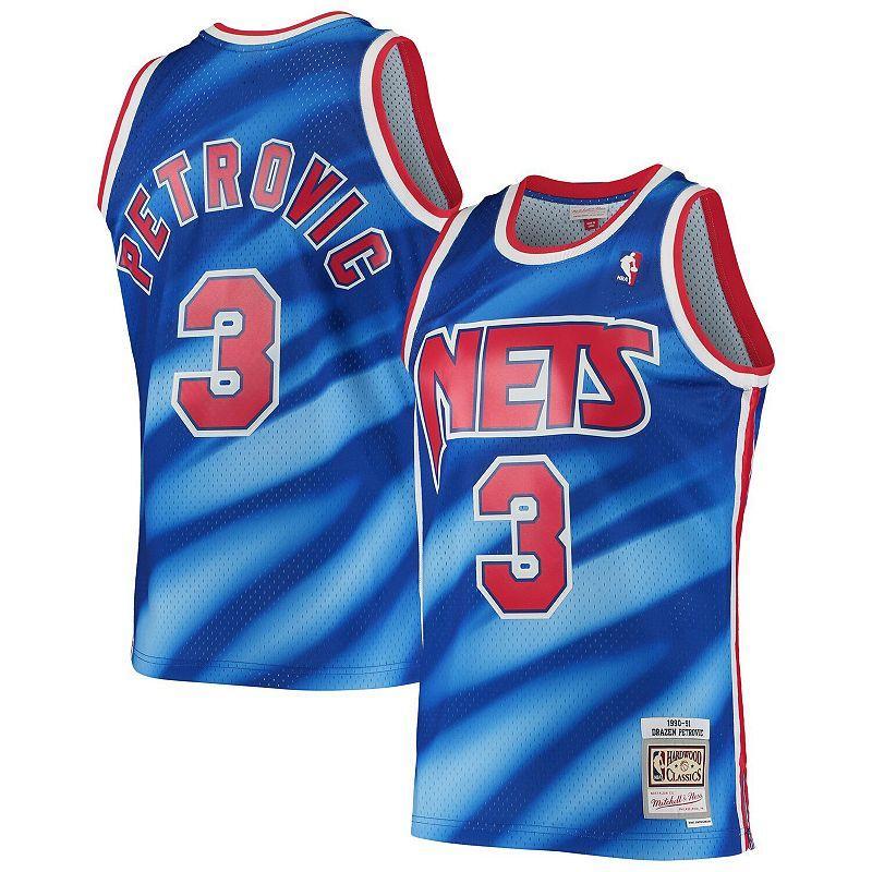 Men's Mitchell & Ness Drazen Petrovic Blue New Jersey Nets 1990/91 Hardwood Classics Swingman Jersey, Size: XL, Nba Blue Product Image