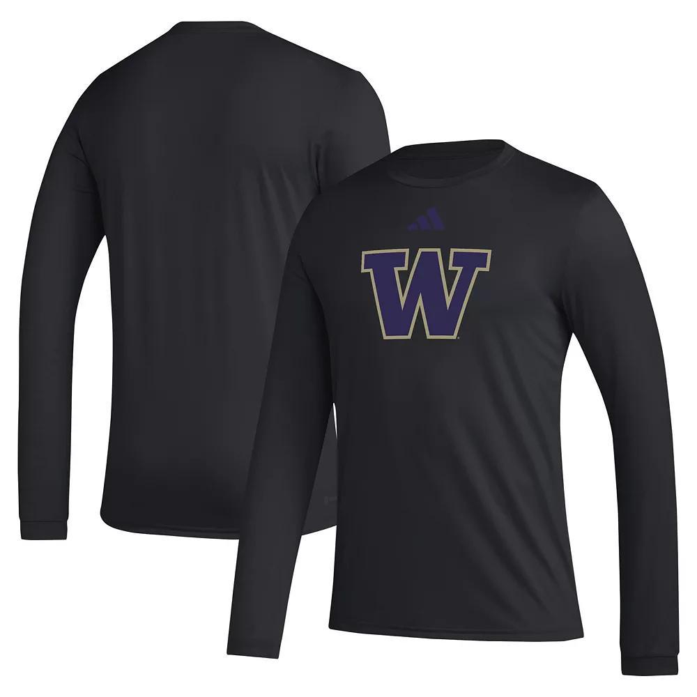 Men's adidas Black Washington Huskies Primary Locker Logo Pre-Game Long Sleeve T-Shirt, Size: Medium Product Image