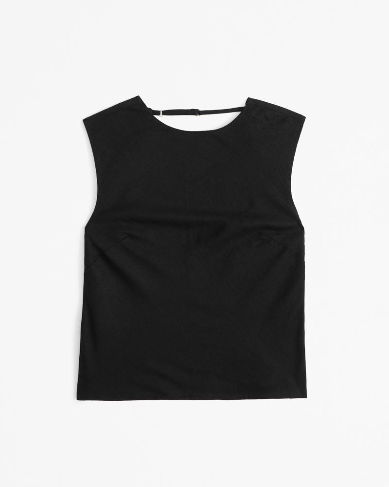 Open-Back Linen-Blend Shell Top Product Image