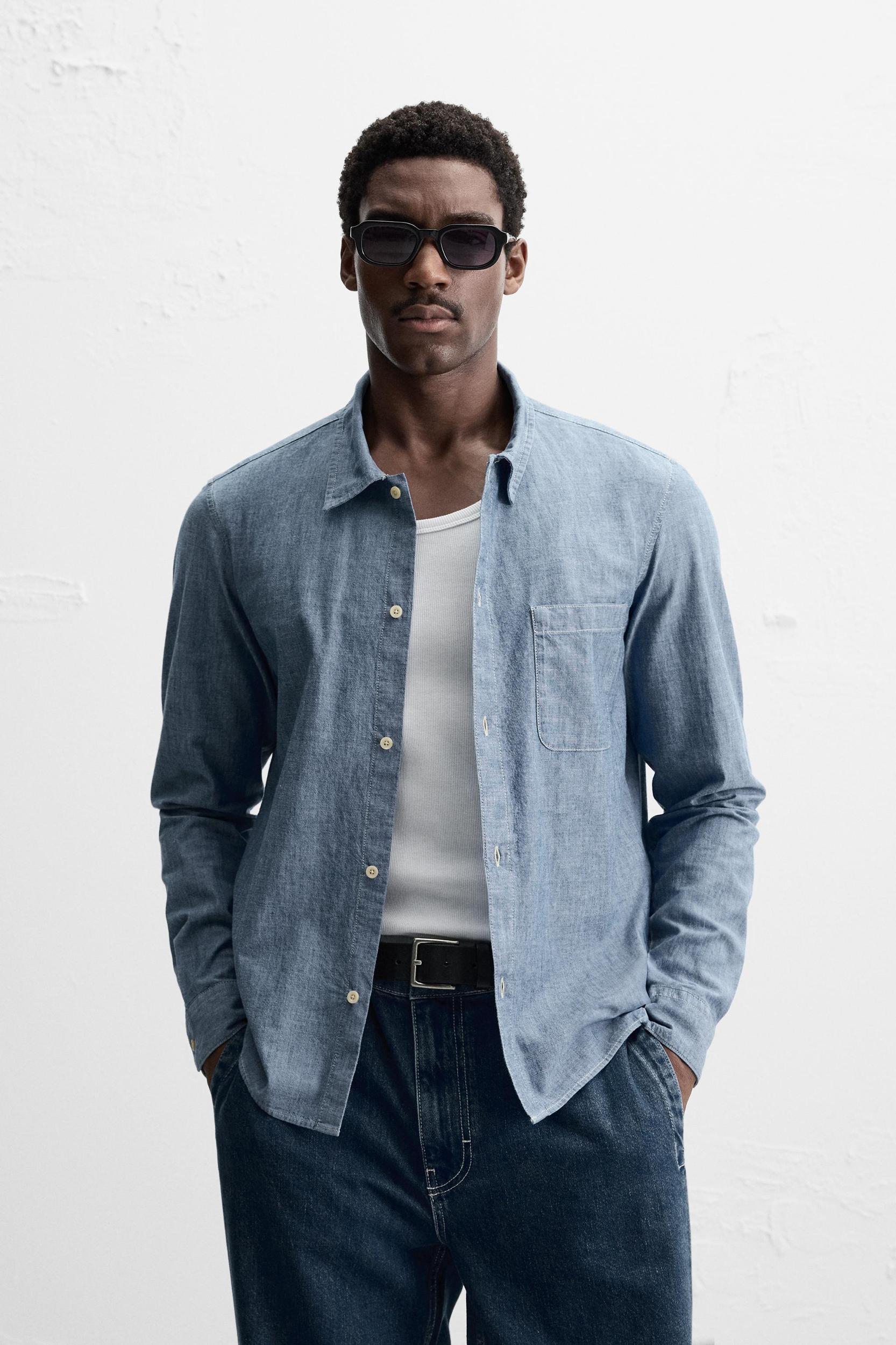 DENIM SHIRT WITH POCKET Product Image