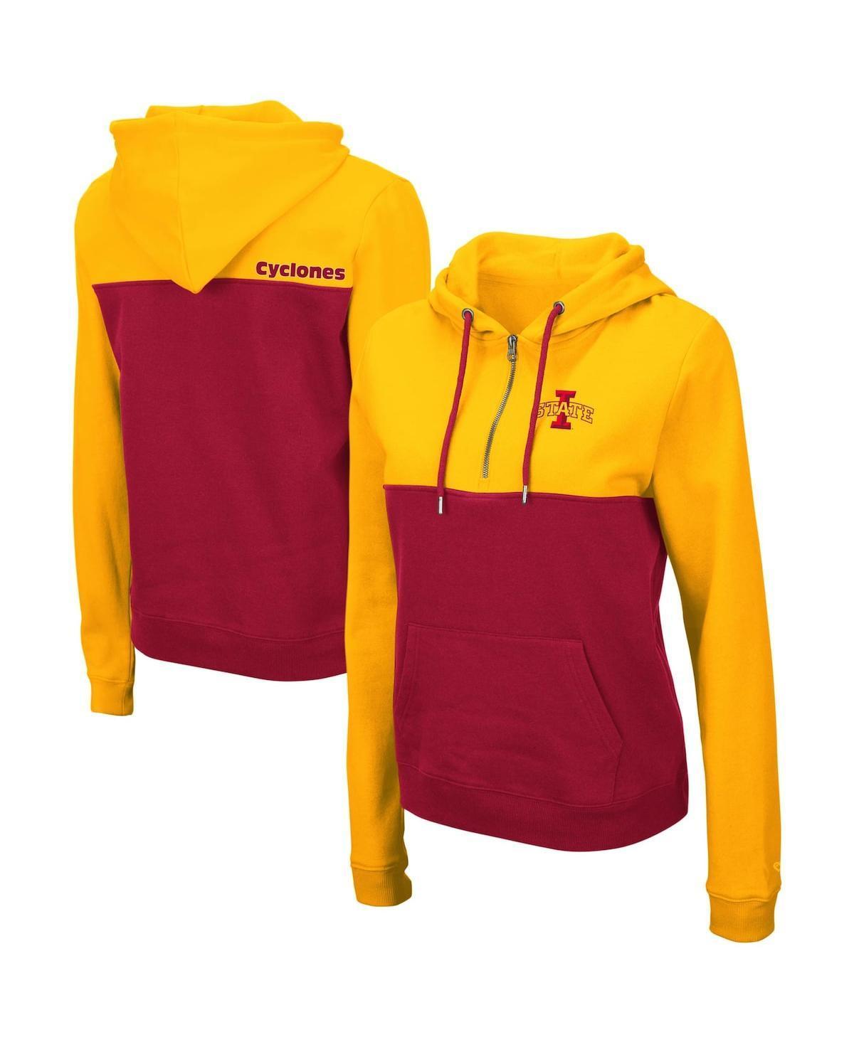 Women's Colosseum Gold/Charcoal Iowa Hawkeyes Aidan Lightweight Half-Zip Hoodie, Size: Small Product Image
