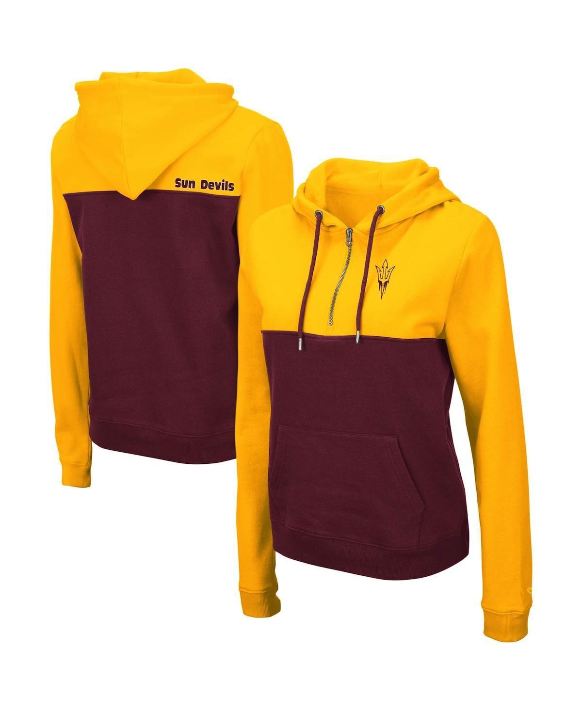 Women's Colosseum Gold/Charcoal Iowa Hawkeyes Aidan Lightweight Half-Zip Hoodie, Size: Small Product Image
