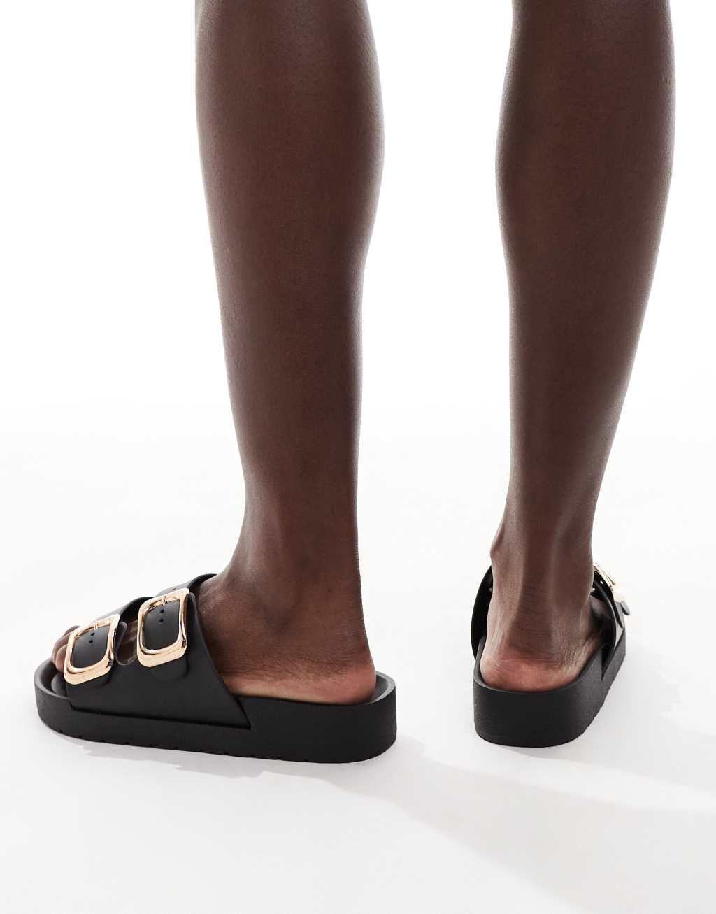 London Rebel Andi buckle sandals in black Product Image