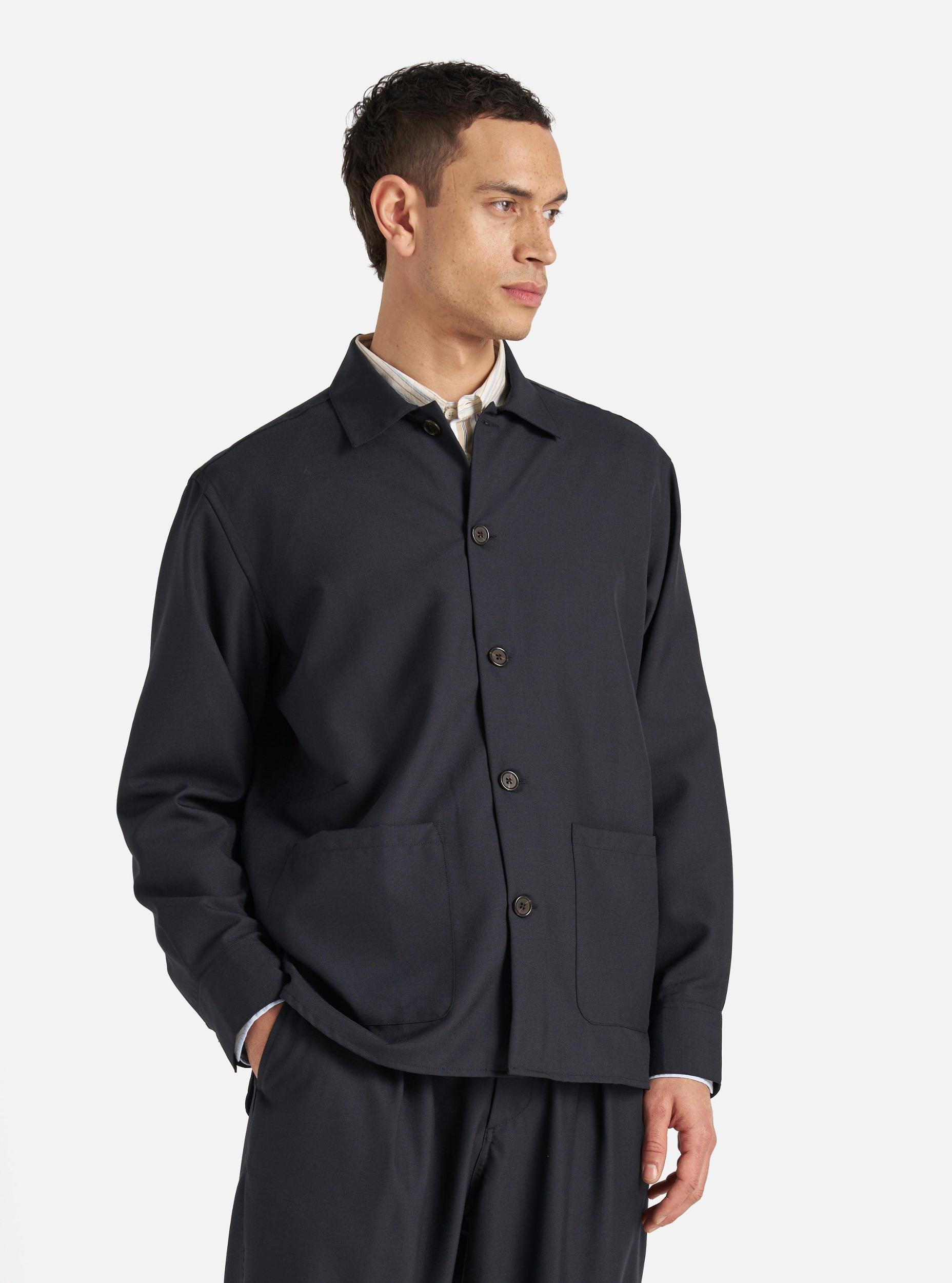 Navy Tropical Suiting Travail Overshirt Product Image